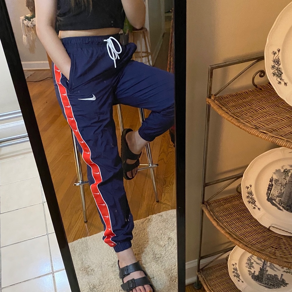 nike swoosh woven joggers | navy blue